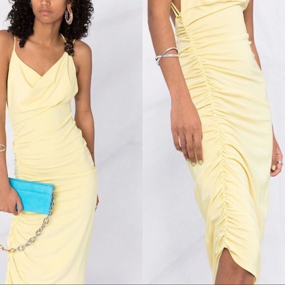 THE ANDAMANE Irina draped midi dress size 40 - Picture 3 of 12